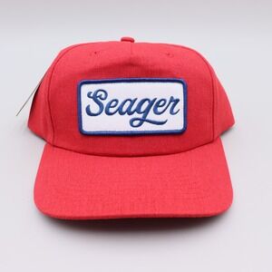Seager Uncle Bill Snapback Red Hemp 5 Panel Hat Cap Men's Adjustable